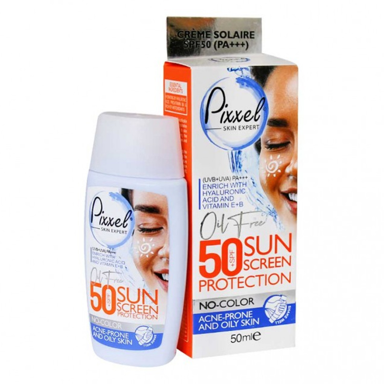 کرم ضد آفتاب بی رنگ پیکسل مدل SPF50 Oily Acne-Prone Skin حجم 50ml