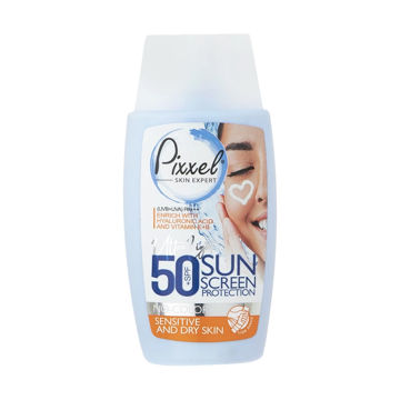 کرم ضد آفتاب بی رنگ پوست خشک و حساس  پیکسل SPF50 حجم 50 میل