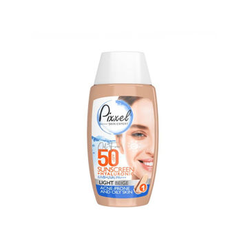 کرم ضد آفتاب رنگی پیکسل +SPF50 مدل LIGHT BEIGE مناسب پوست های حساس و خشک حجم 50ml