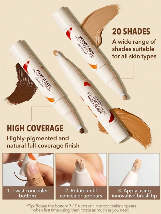 کانسیلر PERFECT SKIN HIGH COVERAGE CONCEALER شیگلم SHEGLAM‏