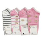 ست 4 جفت جوراب ساق کوتاه زنانه فانتزی صورتی