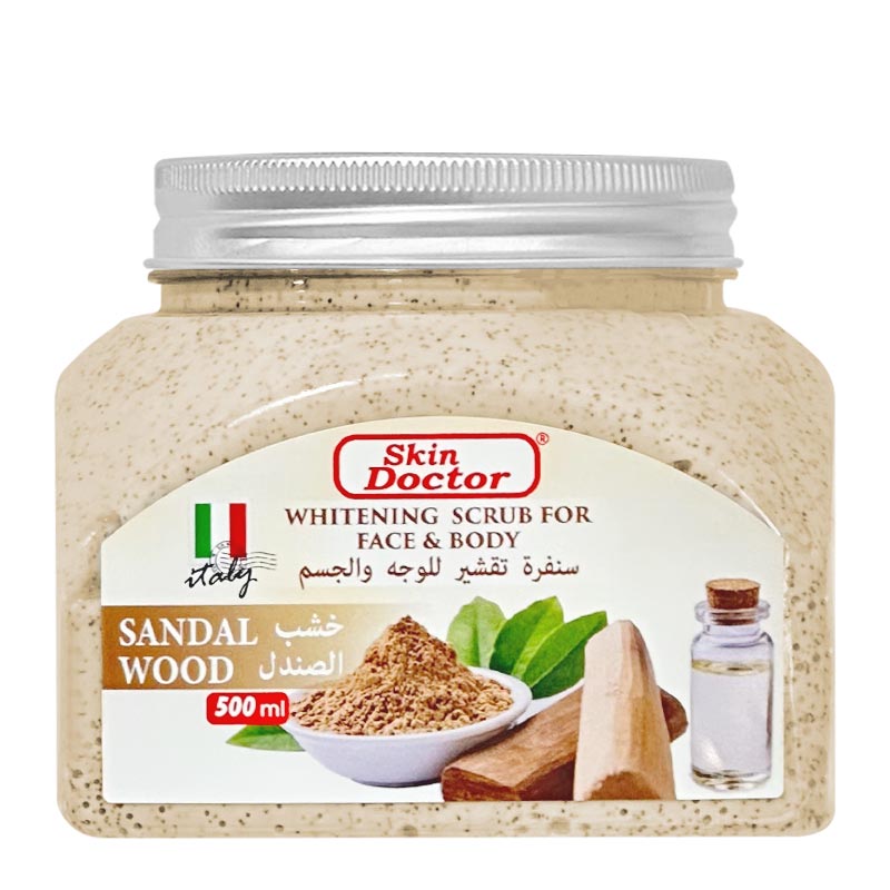 اسکراب سفید کننده صورت و بدن دکتر اسکین Doctor Skin مدل چوب صندل Sandal Wood حجم 500ml