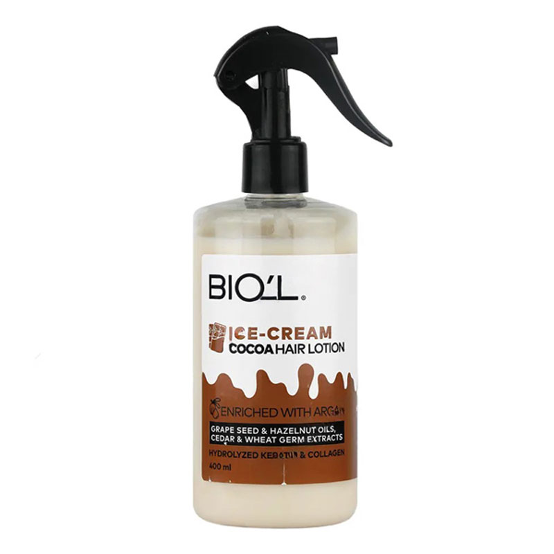 لوسیون تقویت کننده و آبرسان مو بیول BIOL رایحه بستنی شکلاتی حجم 400ml
