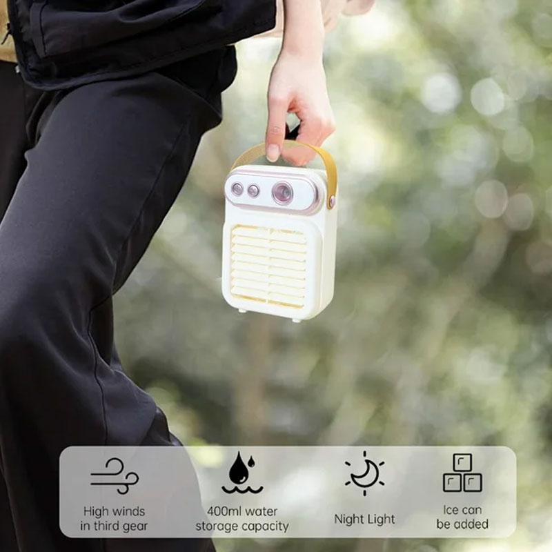 فن خنک‌ کننده قابل حمل با اسپری آب مینی Retro مدل Spray Fan color air