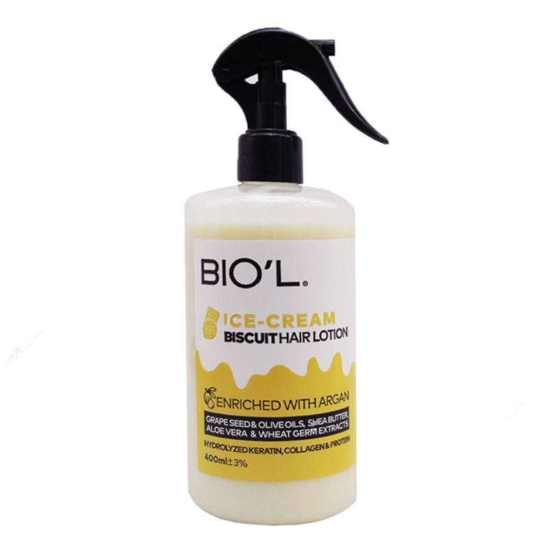 لوسیون تقویت کننده و آبرسان مو بیول BIOL رایحه بستنی بیسکویتی حجم 400ml