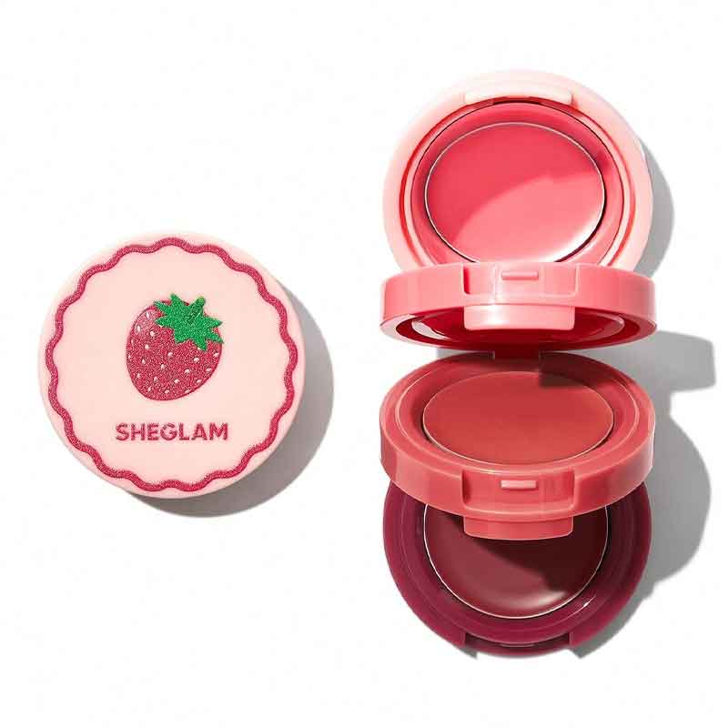 پالت رژگونه و رژلب کرمی توت فرنگی شیگلم Sheglam مدل Strawberry