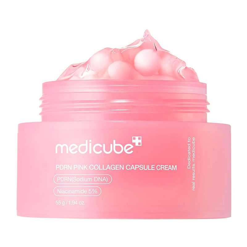کرم کپسولی روشن کننده و ضد چروک کلاژن و PDRN مدی کیوب Medicube مدل PDRN Pink Collagen حجم 55g