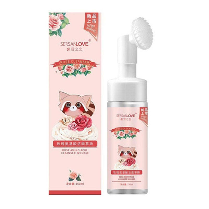 فوم شوینده براش دار راکونی گل رز سرسان لاو Sersanlove