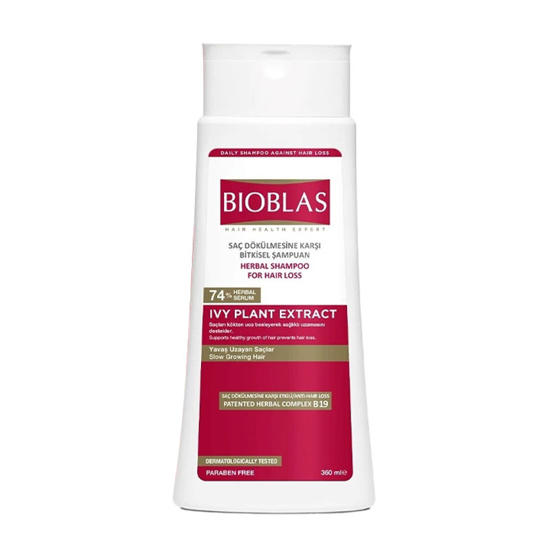 شامپو گیاهی ضد ریزش انواع مو بیوبلاس BIOBLAS مدل Forte Complex B19 مناسب حجم 360ml