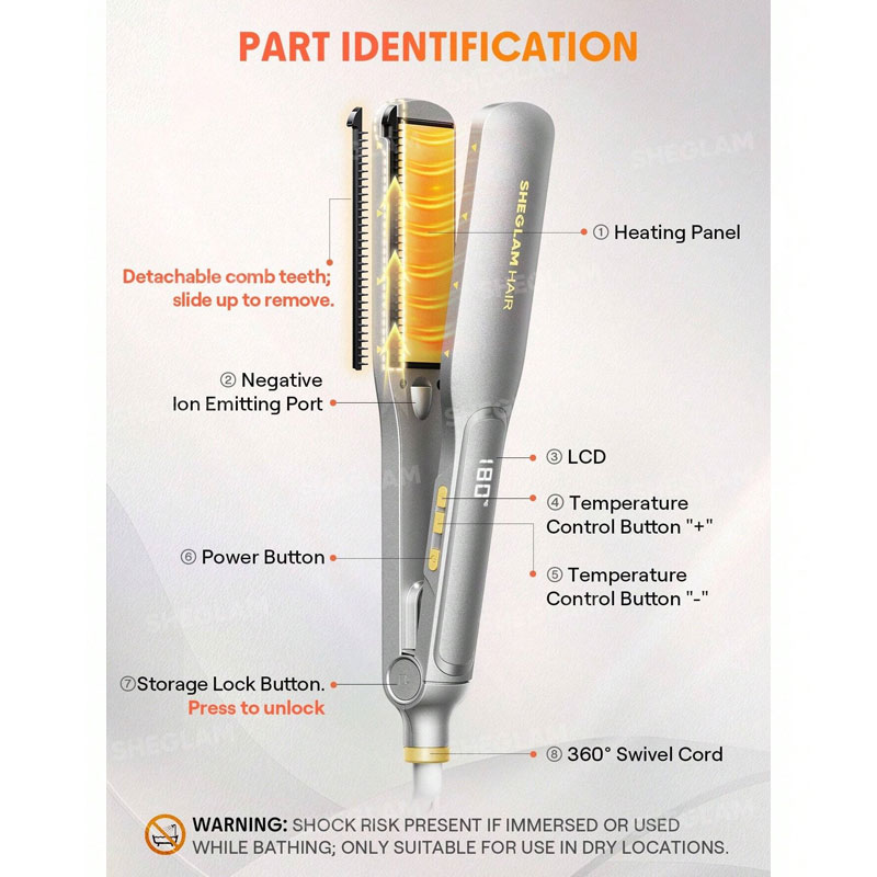 برس حرارتی Sleek Chic Wide Glide Straightener شیگلم Sheglam سایز 1.5/38MM