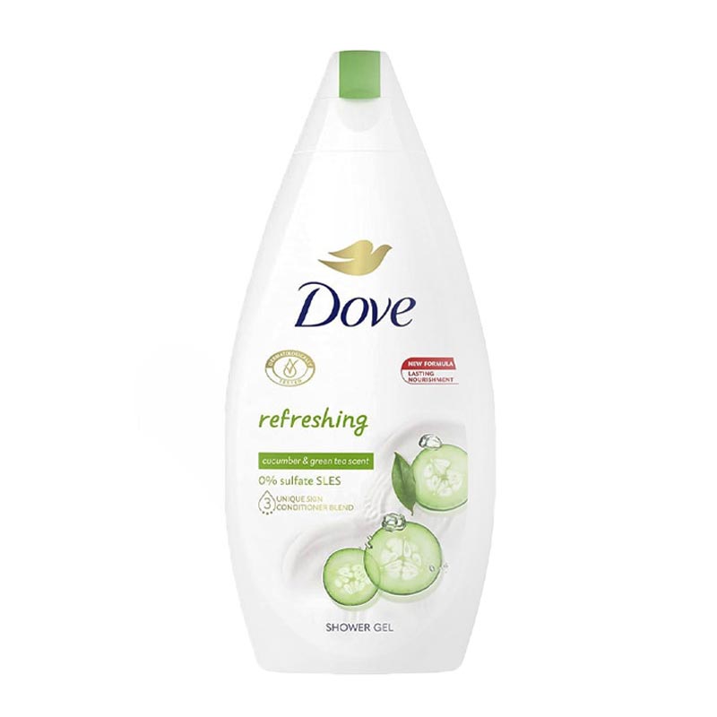 شامپو بدن ژلی بدون سولفات خیار داو Dove مدل Refreshing Shower Gel حجم 750ml