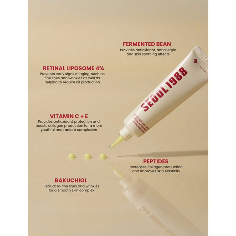 کرم دور چشم احیا کننده سئول 1988 SEOUL مدل K-SECRET Retinal Liposome 4% + Fermented Bean حجم 30ml