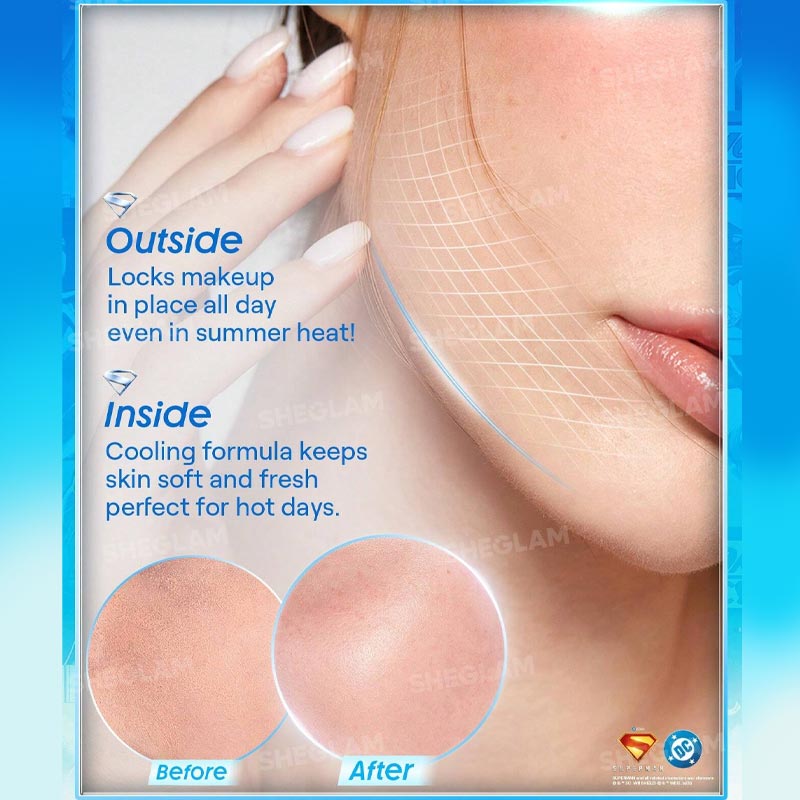 پرایمر خنک کننده پوست شیگلم SHEGLAM مدل Cool grip کالکشن سوپرمن Superman حجم 45ml