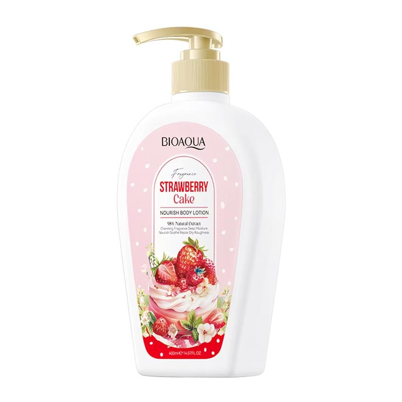 لوسیون بدن بیوآکوا Bioaqua رایحه کیک توت فرنگی Strawberry Cake حجم 400ml