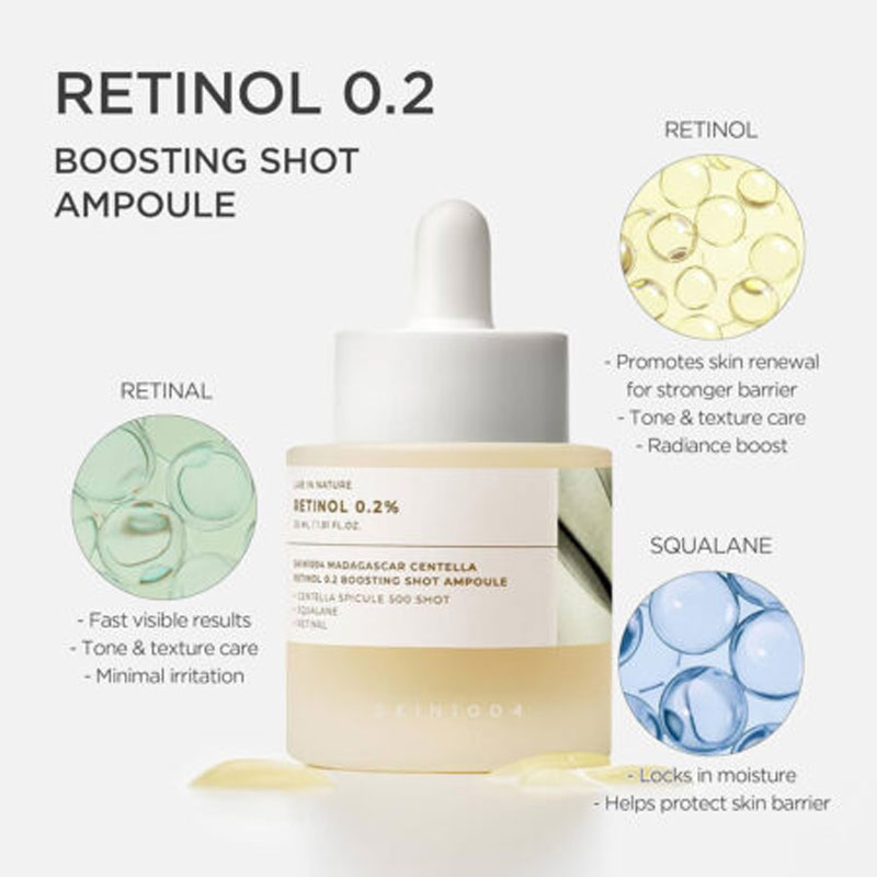 آمپول ضد چروک و جوانساز رتینول 0.2 درصد اسکین 1004 Skin مدل Centella Retinol 0.2 Boosting حجم 30ml