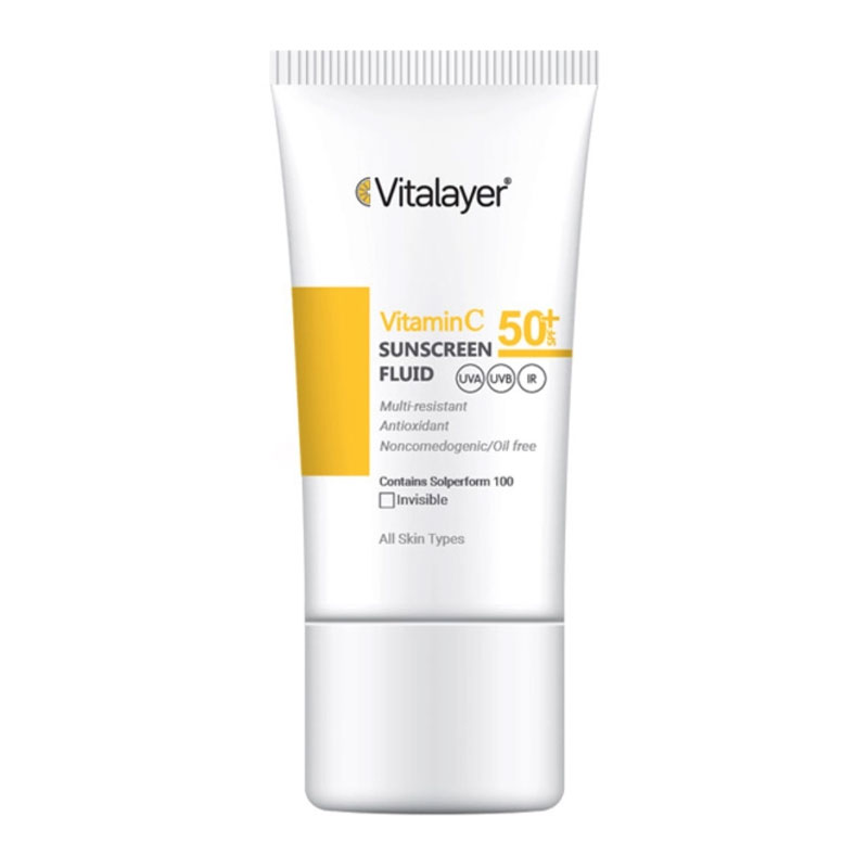 ضد آفتاب بدون رنگ SPF50 حاوی ویتامین سی ویتالیر Vitalayer مدل Vitamin C حجم 50ml
