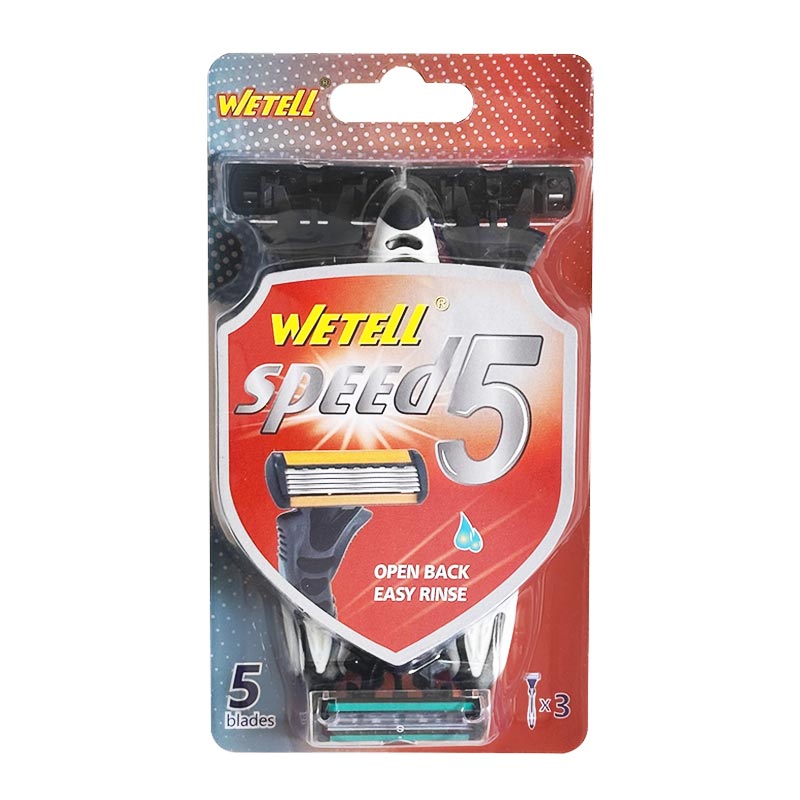 تیغ اصلاح صورت و بدن 5 تیغه وتل Wetell مدل Speed 5 بسته 3 عددی