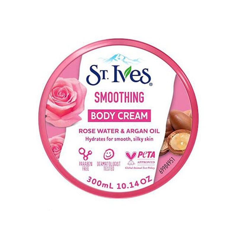 کرم بدن Body Cream سنت ایوز St Ives رایحه گل رز مدل Smoothing حجم 300ml