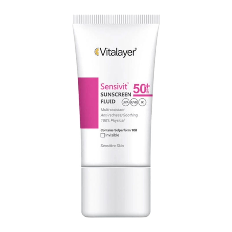 ضد آفتاب بدون رنگ SPF50 مخصوص پوست حساس ویتالایر Vitalayer مدل Sensivit حجم 50ml