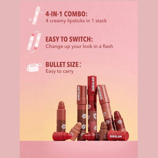 رژلب 4 در 1 مدل مگا شیگلم رنگ Bare Stack - Image 3