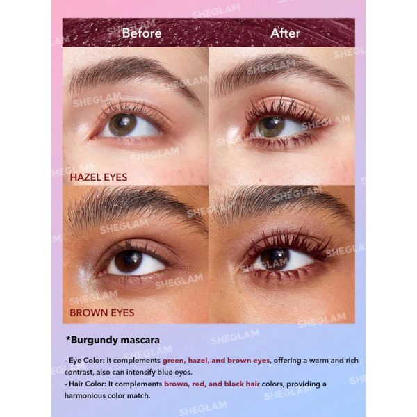 ریمل دو سر بلند کننده و حجم دهنده زرشکی شیگلم مدل Waterproof Burgundy - Image 5