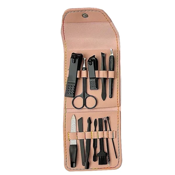 ست ابزارهای مانیکور و پدیکور 12 عددی مدل کیف چرمی - Image 2