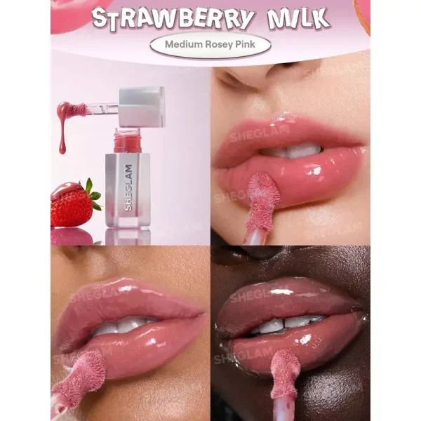 لیپ گلاس ضد آب شیگلم Sheglam مدل Glass Lock Air Gloss رنگ Strawberry Milk - Image 2