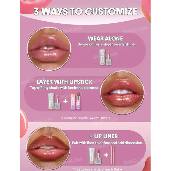 لیپ گلاس ضد آب شیگلم Sheglam مدل Glass Lock Air Gloss رنگ Strawberry Milk - Image 10