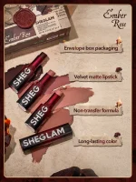 ست رژلب مات امبر رز عشق سوخته چهار رنگ شیگلم Dynamatte Boom Long-Lasting Matte Lipstick - Image 5