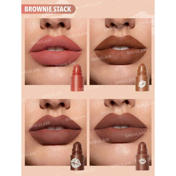رژلب 4 در 1 مدل مگا شیگلم رنگ Brownie Stack - Image 4