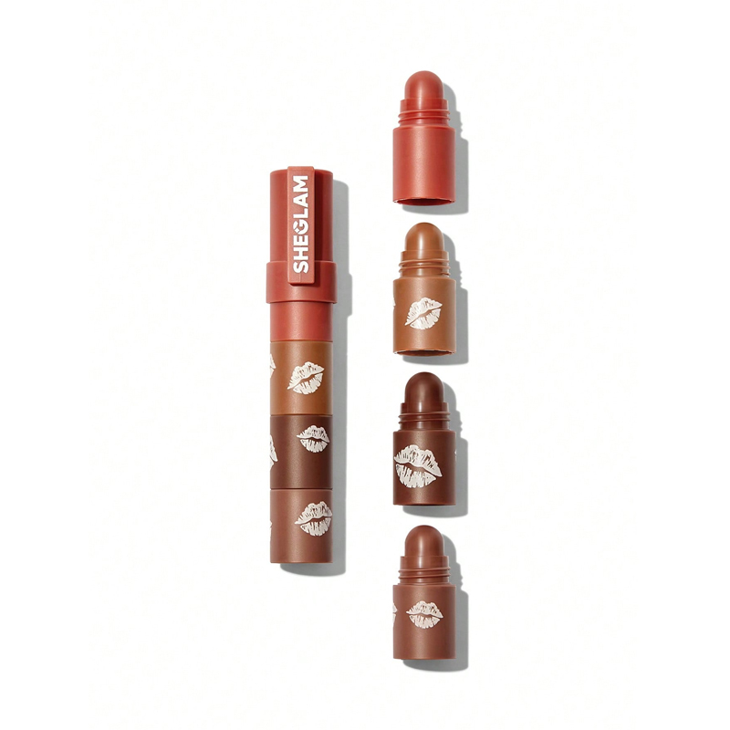 57db38313eaf8c7ad696c2381a3f9c92-8.jpg رژلب 4 در 1 مدل مگا شیگلم رنگ Brownie Stack - Image 1