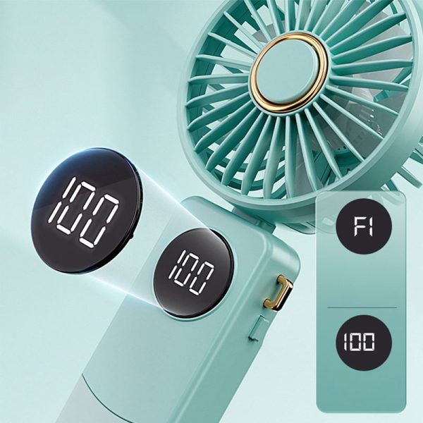 پنکه رومیزی شارژی مدل Portable Led Display Fan - Image 3