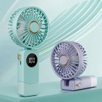 پنکه رومیزی شارژی مدل Portable Led Display Fan - Image 2