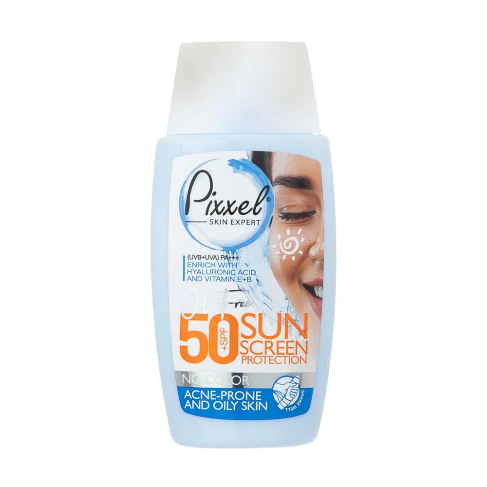 Untitled-1-Recovered-33.jpg کرم ضد آفتاب بدون رنگ پیکسل spf50 مناسب پوست چرب و جوشدار حجم ۵۰ml - Image 1