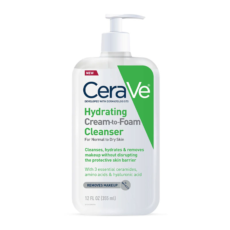 فوم شوینده صورت کرمی انواع پوست سراوی SeraVe مدل CeraVe Hydrating Cream‑to‑Foam Cleanser