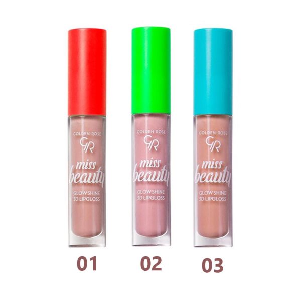 لیپ گلاس 3D گلدن رز Golden rose مدل Miss beauty - Image 3