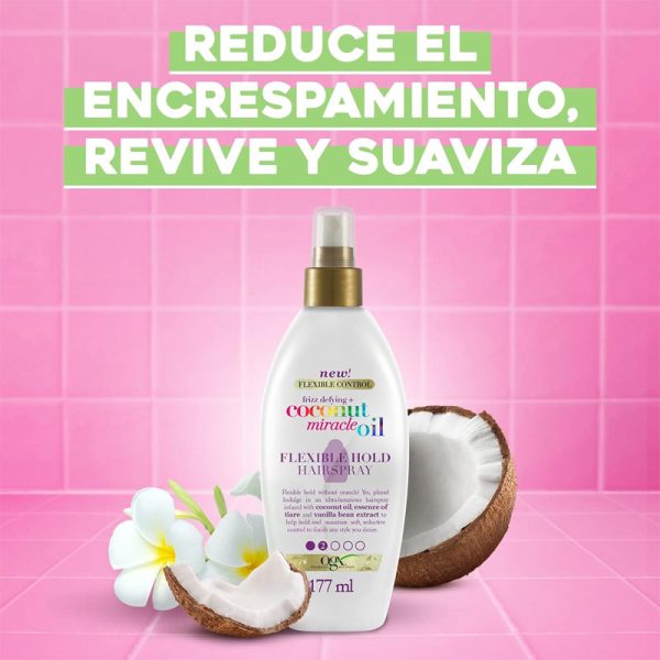 اسپری مو روغن نارگیل Coconut Oil او جی ایکس Ogx مدل Flexible Hold حجم 177ml - Image 2