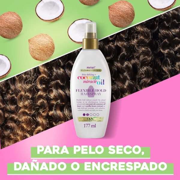 اسپری مو روغن نارگیل Coconut Oil او جی ایکس Ogx مدل Flexible Hold حجم 177ml - Image 3