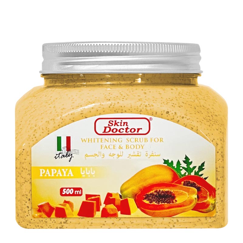s4-2-2.jpg اسکراب سفید کننده صورت و بدن دکتر اسکین Doctor Skin مدل پاپایا Papaya حجم 500ml - Image 1