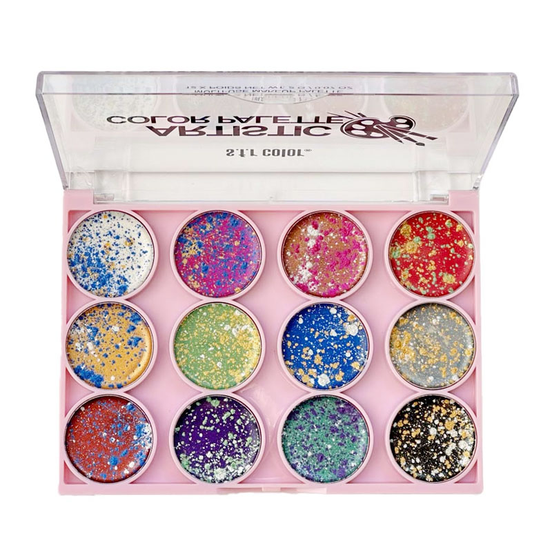 س8-1.jpg پالت سایه کرمی گلیتری موکالور 12 رنگ - Image 1