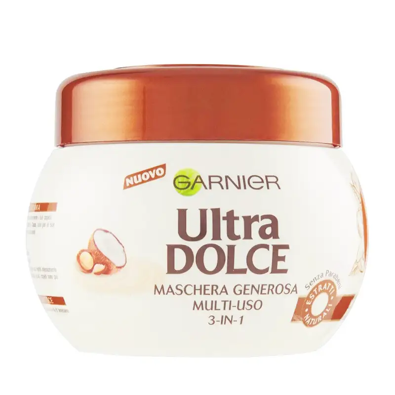 ش1-3.webp ماسک مو داخل حمام Ultra Dolce گارنیر Garnier حاوی روغن آرگان و نارگیل حجم 300g - Image 1