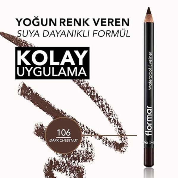 مداد چشم ضد آب فلورمار کد 106 بلوطی تیره - Image 2