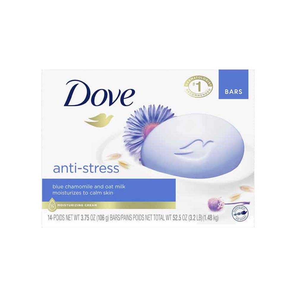2342covered صابون بابونه آبی و جو دوسر داو آنتی استرس Dove Anti Stress وزن 106 گرم - Image 1