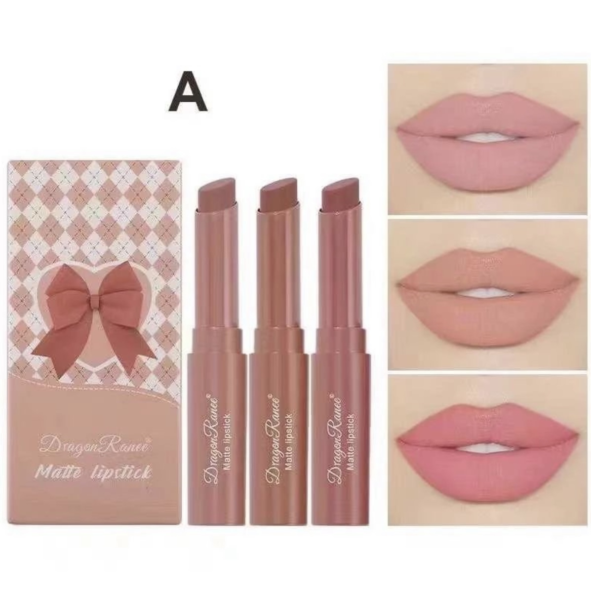 Screenshot ست رژلب مات 3 عددی دراگون رانی مدل پاپیون - Image 1