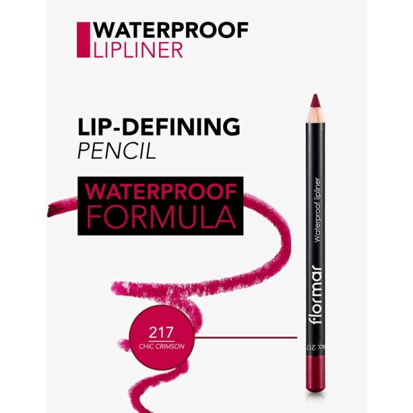 مداد لب ضد آب Waterproof فلورمار Flormar رنگ 217 Chic Crimson