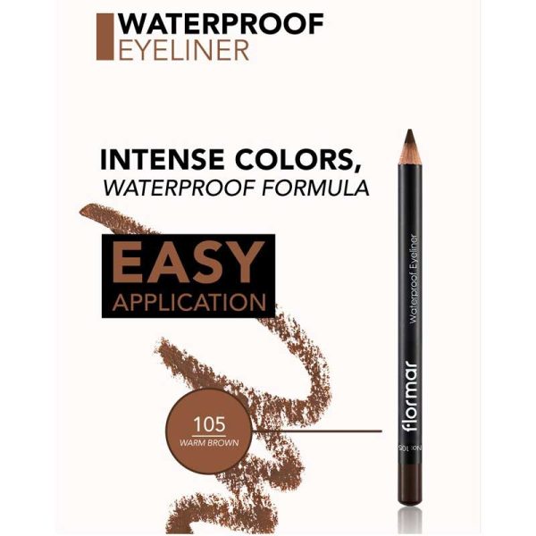 مداد چشم ضد آب Waterproof فلورمار Flormar رنگ 105 Warm Brown
