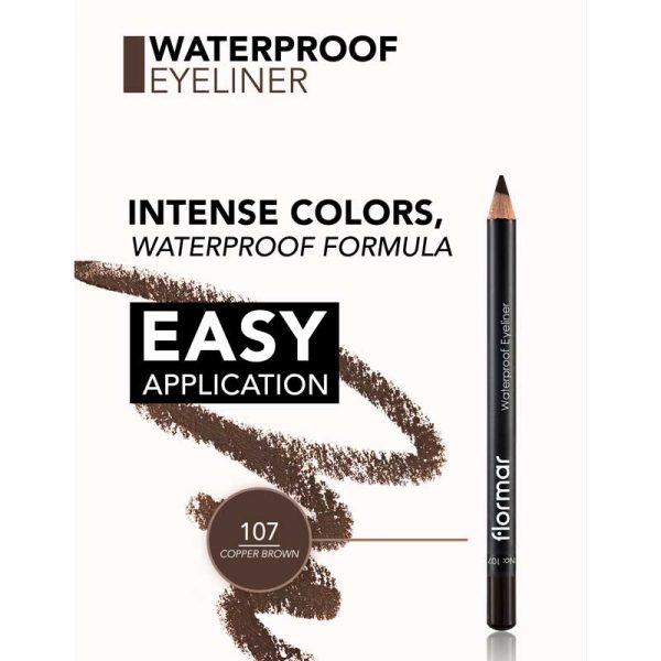 مداد چشم ضد آب Waterproof فلورمار Flormar رنگ 107 Copper Brown