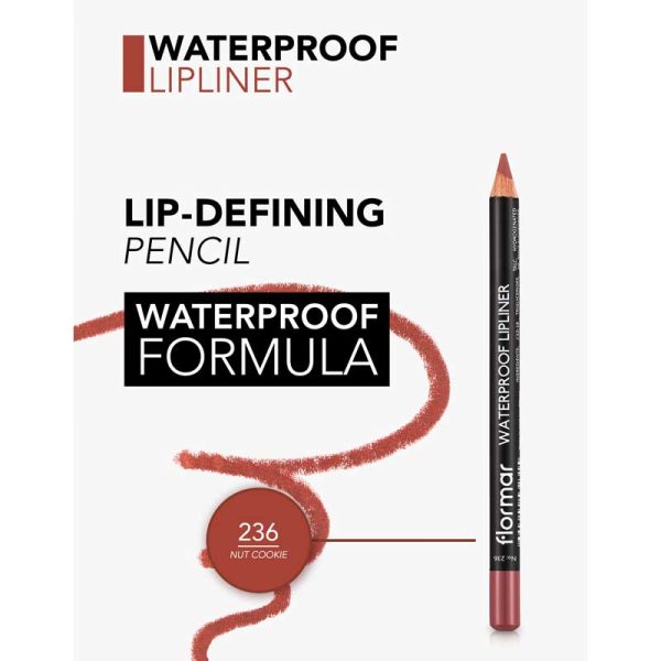 مداد لب ضد آب Waterproof فلورمار Flormar رنگ 236 Nut Cookie