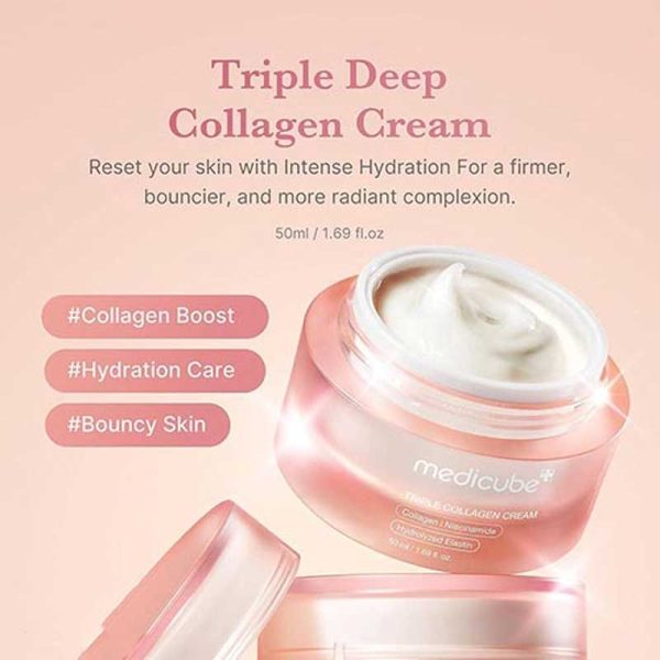کرم جوانساز کمپلکس کلاژن مدی کیوب Medicube مدل Triple Collagen Cream حجم 50ml