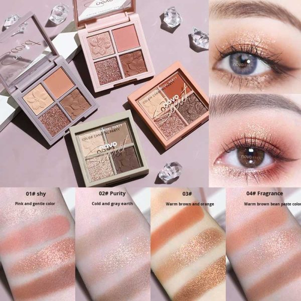 پالت سایه چشم 4 رنگ نوو Novo مدل Sakura Story Four Color Eye Shadow